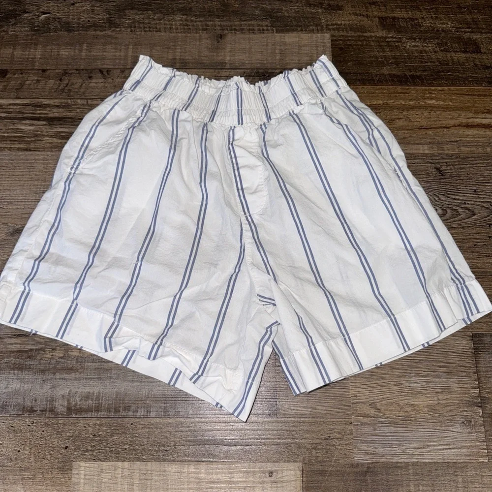 Aerie Blue Stripe Cotton Lounge Shorts Elastic Waist Womens XS